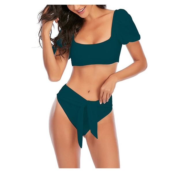 women's swimwear fashion bubble sleeve leaf print high waist split swimsuit bikini solid waisted, White;black
women's swimwear fashion bubble sleeve leaf print high waist split swimsuit bikini solid waisted, White;black