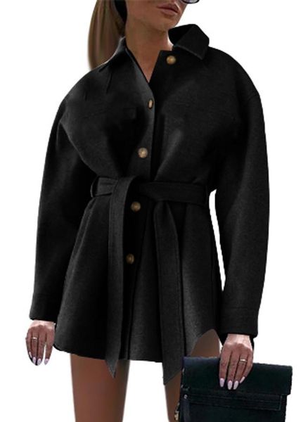 women's wool & blends women fashion with belt loose woolen vneck button jacket coat vintage long sleeve side pockets female outerwear c, Black
women's wool & blends women fashion with belt loose woolen vneck button jacket coat vintage long sleeve side pockets female outerwear c, Black
