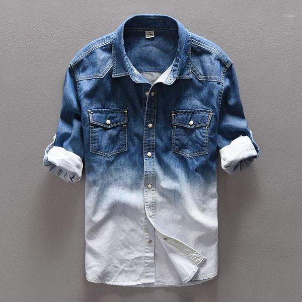 100% cotton gradient blue jeans shirt men fashion unique personality denim spring long shirts mens camisa masculina1, White;black
100% cotton gradient blue jeans shirt men fashion unique personality denim spring long shirts mens camisa masculina1, White;black