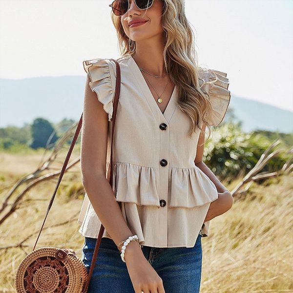summer sleeveless ruffle button casual womens shirts solid pleated v neck cotton fashion office ladies, White
summer sleeveless ruffle button casual womens shirts solid pleated v neck cotton fashion office ladies, White