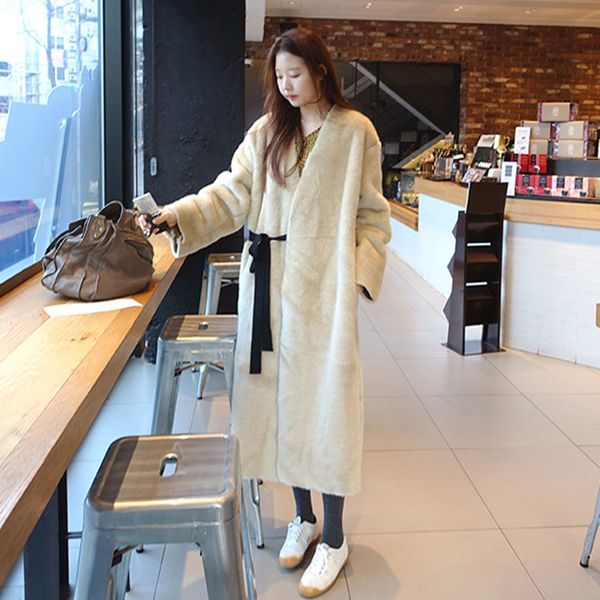 leather winter korean women faux suede leather lamb wool v-neck loose plus size belt casual long shearling coats a322, Black
leather winter korean women faux suede leather lamb wool v-neck loose plus size belt casual long shearling coats a322, Black