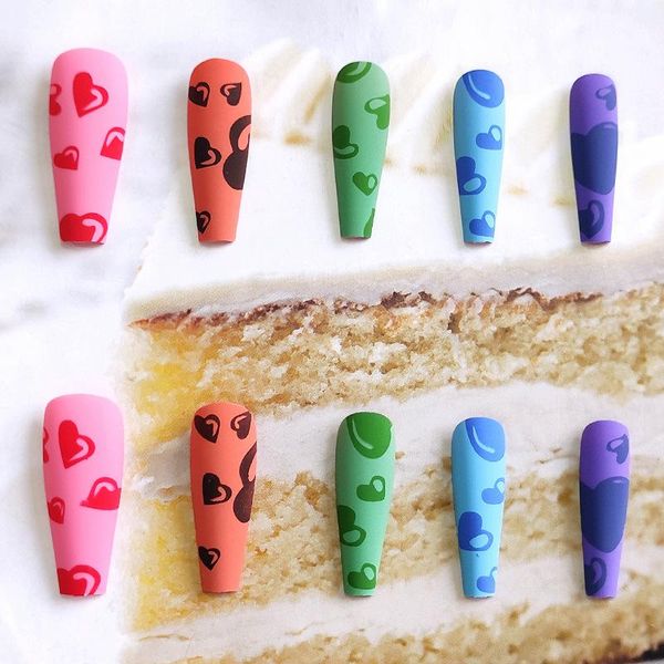 false nails 24pcs color love printing long paragraph fashion manicure patch full cover wearable coffin matte ballerina nail art, Red;gold
false nails 24pcs color love printing long paragraph fashion manicure patch full cover wearable coffin matte ballerina nail art, Red;gold