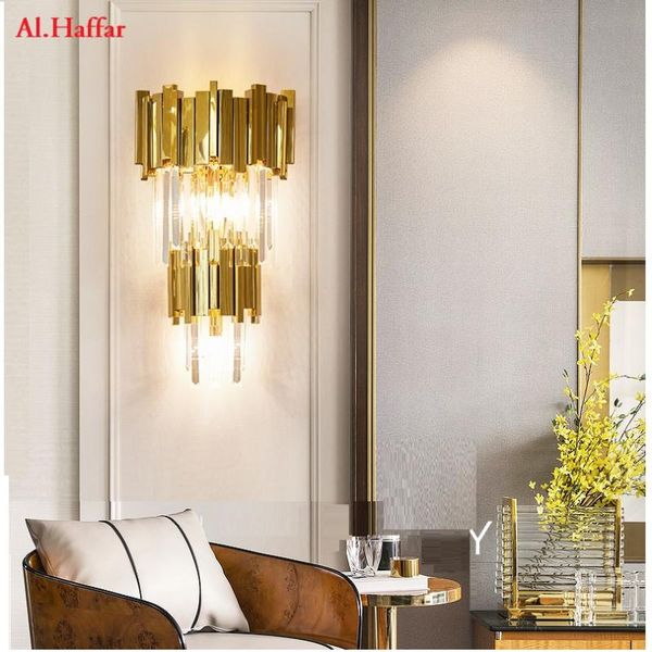 wall lamps 2021 modern luxury gold crystal lamp led light for living room bedroom sconce fixture
wall lamps 2021 modern luxury gold crystal lamp led light for living room bedroom sconce fixture