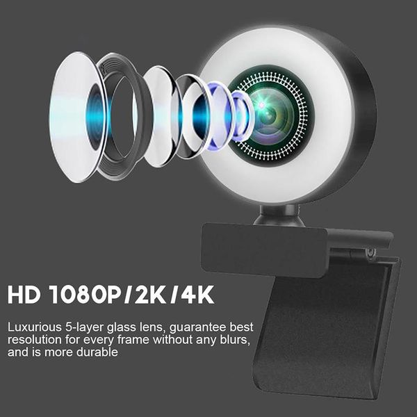 webcams 360° rotation adjustable brightness webcam 4k 2k 1080p streaming media camera for zoom skype with microphone ring light
webcams 360° rotation adjustable brightness webcam 4k 2k 1080p streaming media camera for zoom skype with microphone ring light