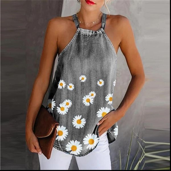 women tanks summer camis daisy print elegant halter sleeveless linen blouses plus size streetwear, White
women tanks summer camis daisy print elegant halter sleeveless linen blouses plus size streetwear, White