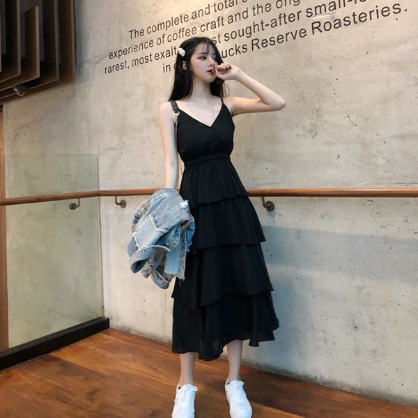 dresses chic open back cake over the knee thailand travel holiday long skirt slim v-neck suspender dress, Black;gray
dresses chic open back cake over the knee thailand travel holiday long skirt slim v-neck suspender dress, Black;gray