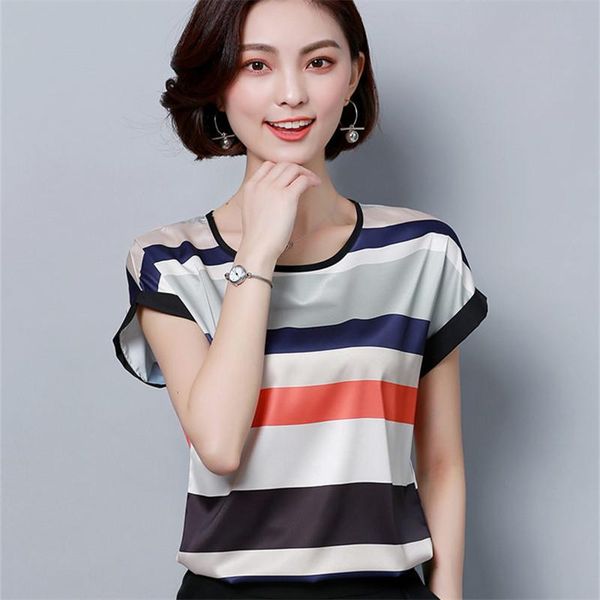 women's blouses & shirts 2021 plus size women printing blouse shirt striped short-sleeve chiffon fashion summer style blusas femininas, White
women's blouses & shirts 2021 plus size women printing blouse shirt striped short-sleeve chiffon fashion summer style blusas femininas, White