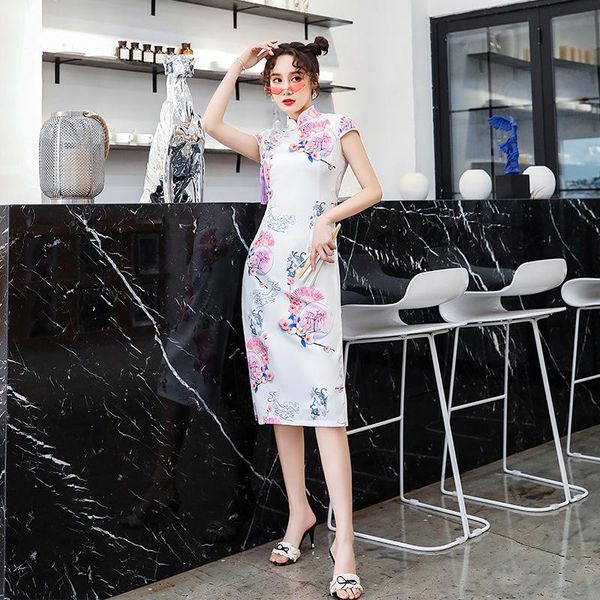 women classic chinese printed cheongsam ladies evening dress traditional vintage mandarin collar satin qipao ethnic clothing, Red
women classic chinese printed cheongsam ladies evening dress traditional vintage mandarin collar satin qipao ethnic clothing, Red