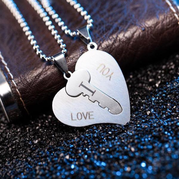 couples key heart pendant shaped necklace for girlfriend 2 pieces jewelry made with i love you romantic valentine's day gift necklaces, Silver
couples key heart pendant shaped necklace for girlfriend 2 pieces jewelry made with i love you romantic valentine's day gift necklaces, Silver