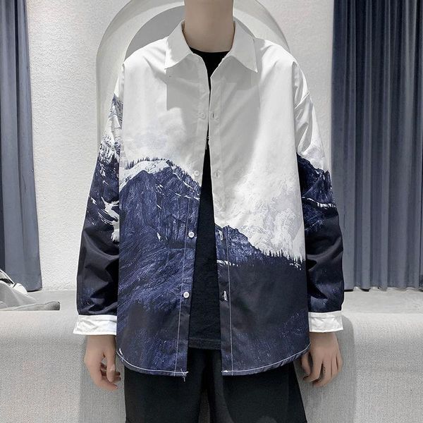 neploha men's casual oversize shirts 2021 fashion snow mountain printed shirt male long sleeve harajuku streetwear, White;black
neploha men's casual oversize shirts 2021 fashion snow mountain printed shirt male long sleeve harajuku streetwear, White;black