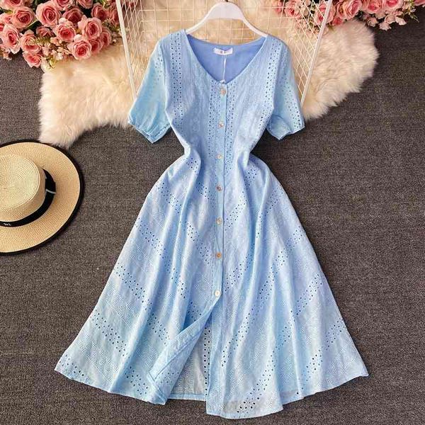 fashion summer single breasted a line v-neck hollow out lantern sleeve women dresses solid casual clothing 210513, Black;gray
fashion summer single breasted a line v-neck hollow out lantern sleeve women dresses solid casual clothing 210513, Black;gray