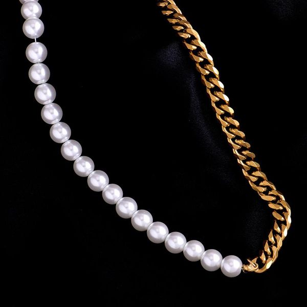 chains vantage stylish titanium stainless steel peart multi-material cuban link chain necklace fashion jewelry fancy gift for women, Silver
chains vantage stylish titanium stainless steel peart multi-material cuban link chain necklace fashion jewelry fancy gift for women, Silver