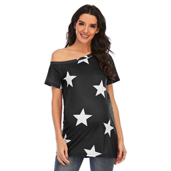 women's t-shirt for women off-the-shoulder printed maternity plus size wear clothes camisetas de mujer, White
women's t-shirt for women off-the-shoulder printed maternity plus size wear clothes camisetas de mujer, White