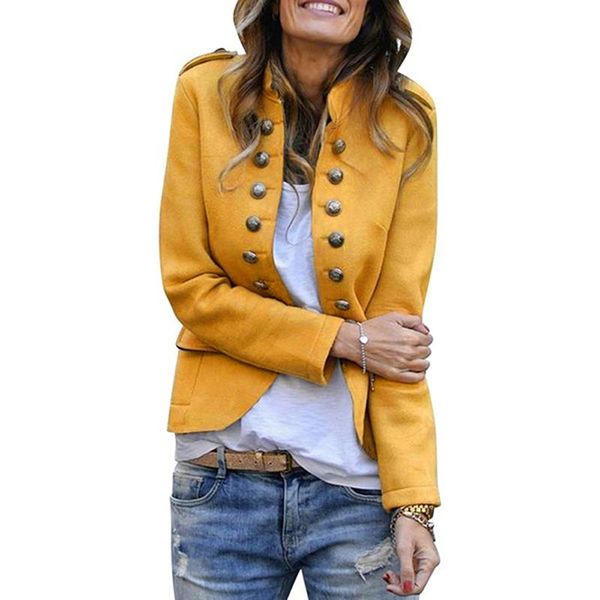women's jackets female double-breasted jacket fashion casual long sleeve button women stand collar short coat, Black;brown
women's jackets female double-breasted jacket fashion casual long sleeve button women stand collar short coat, Black;brown
