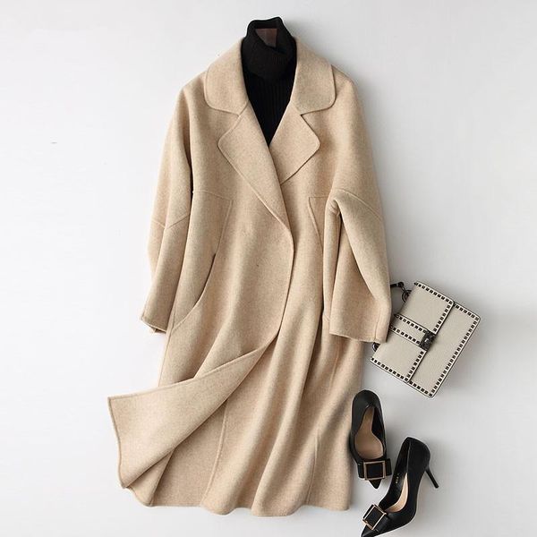women's wool & blends 2021 spring coat female mediumn length coats korean double sided overcoat winter jacket women 37162 wyq1192, Black
women's wool & blends 2021 spring coat female mediumn length coats korean double sided overcoat winter jacket women 37162 wyq1192, Black