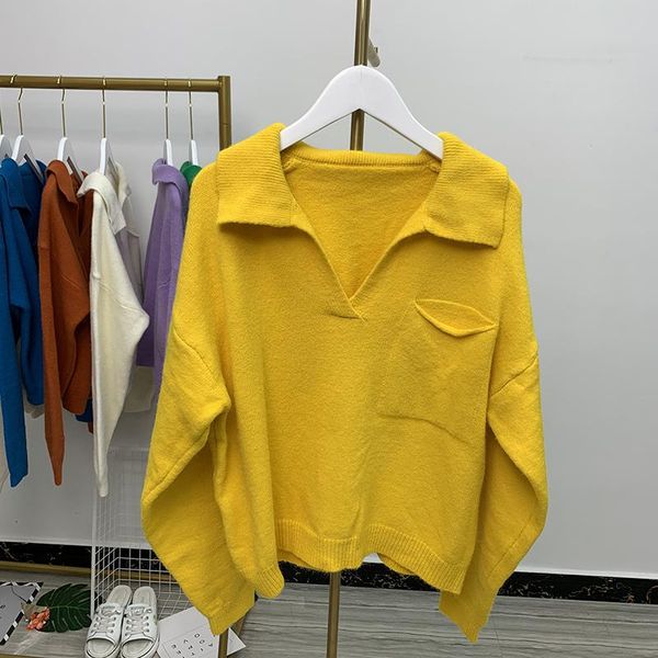 women's sweaters turn down collar knitted jumpers women long sleeve casual solid sweater pocket loose pullovers autumn knitwear 2021 x3, White;black
women's sweaters turn down collar knitted jumpers women long sleeve casual solid sweater pocket loose pullovers autumn knitwear 2021 x3, White;black