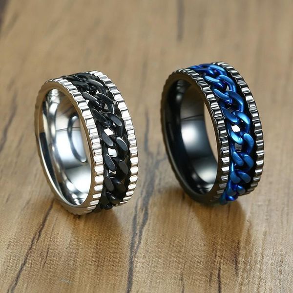 stylish spinner rings for men jewelry with blue and black cuban chain center inlay male boy relieve anxiety stress anel anillo cluster, Golden;silver
stylish spinner rings for men jewelry with blue and black cuban chain center inlay male boy relieve anxiety stress anel anillo cluster, Golden;silver