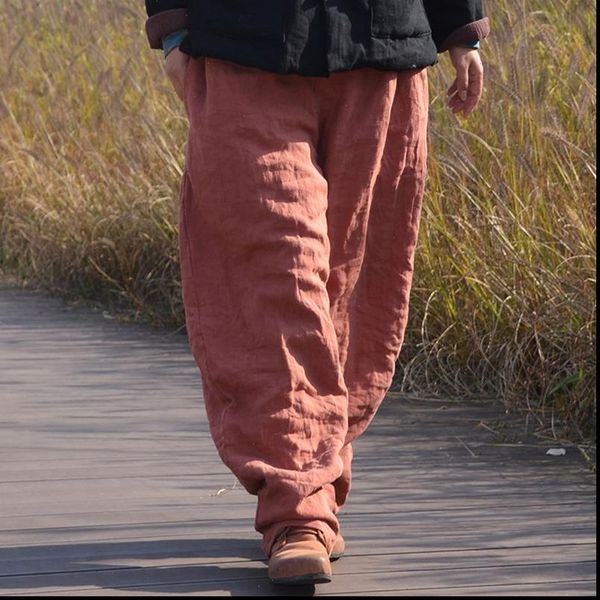 winter wide leg cotton linen womens pant warm trouser solid color elastic waist pockets vintage female, Black;white
winter wide leg cotton linen womens pant warm trouser solid color elastic waist pockets vintage female, Black;white