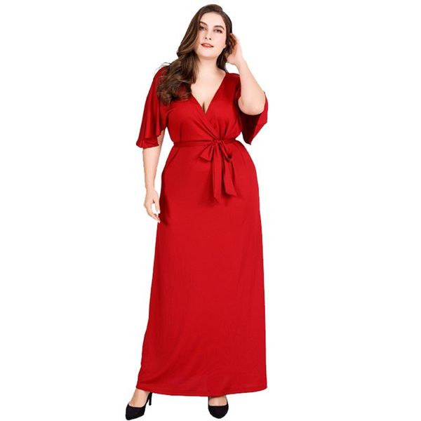 plus size dresses red party for women summer deep v neck ruffles short sleeve long dress 4xl 5xl 6xl clothing, Black
plus size dresses red party for women summer deep v neck ruffles short sleeve long dress 4xl 5xl 6xl clothing, Black