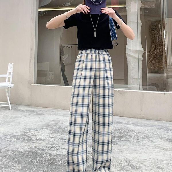 women's pants & capris blue plaid summer thin women fashion high waist elegant loose casual drape 2021 spring female wide leg, Black;white
women's pants & capris blue plaid summer thin women fashion high waist elegant loose casual drape 2021 spring female wide leg, Black;white