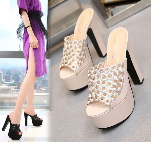 slippers super high heel 2021 thick waterproof platform sandals models breathable nightclub, Black
slippers super high heel 2021 thick waterproof platform sandals models breathable nightclub, Black