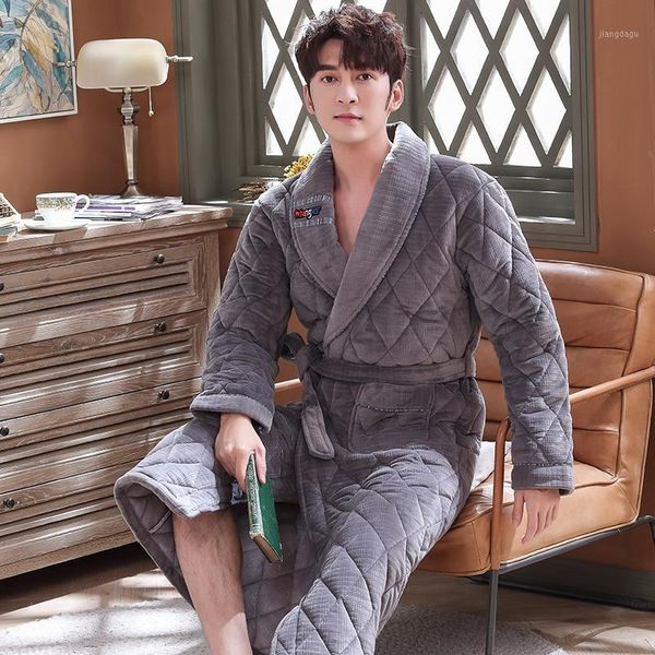 men's sleepwear men robe winter warm bathrobe 3 layer padded long sleeve solid velvet kimono mens night dress gown luxury, Black;brown
men's sleepwear men robe winter warm bathrobe 3 layer padded long sleeve solid velvet kimono mens night dress gown luxury, Black;brown