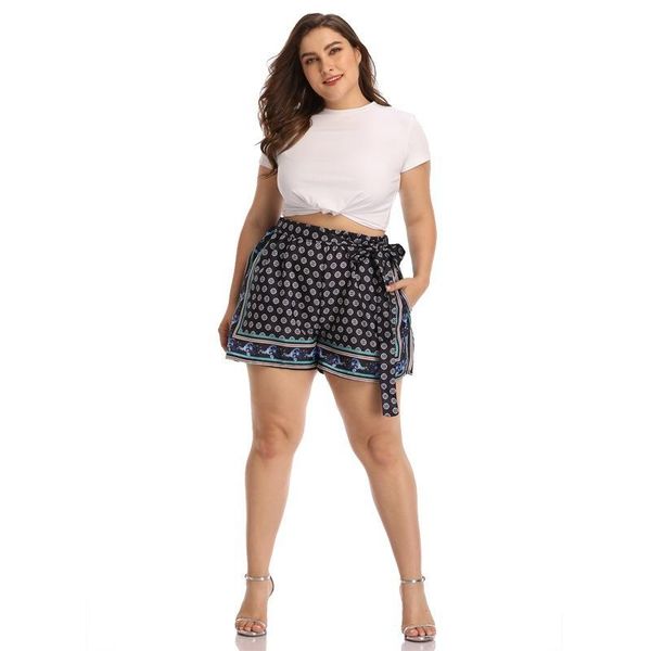 women's shorts plus size womens casual summer with sash for female short pants graphic pattern, White;black
women's shorts plus size womens casual summer with sash for female short pants graphic pattern, White;black