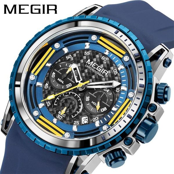 wristwatches megir sport watch men blue silicone strap chronograph quartz man watches clock wristwatch relogio masculin 2143g, Slivery;brown
wristwatches megir sport watch men blue silicone strap chronograph quartz man watches clock wristwatch relogio masculin 2143g, Slivery;brown