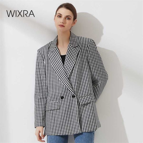 wixra women plaid double breasted blazer vintage coat fashion notched collar long sleeve ol ladies outerwear classic 211019, White;black
wixra women plaid double breasted blazer vintage coat fashion notched collar long sleeve ol ladies outerwear classic 211019, White;black