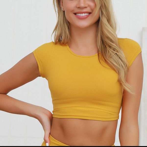 summer cropped yellow women's t-shirt sports fashion solid color bandage fitness, White
summer cropped yellow women's t-shirt sports fashion solid color bandage fitness, White