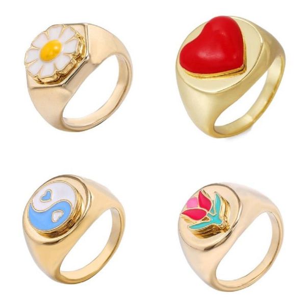korean enamel band ring metal color rings cute daisy tulip heart yin and yang wonderful choice for women jewelry, Silver
korean enamel band ring metal color rings cute daisy tulip heart yin and yang wonderful choice for women jewelry, Silver