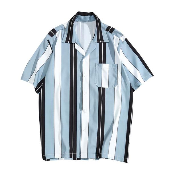 men's casual shirts blue stripes shirt men 2021 summer fashion chemise homme mens checkered short sleeve blouse, White;black
men's casual shirts blue stripes shirt men 2021 summer fashion chemise homme mens checkered short sleeve blouse, White;black