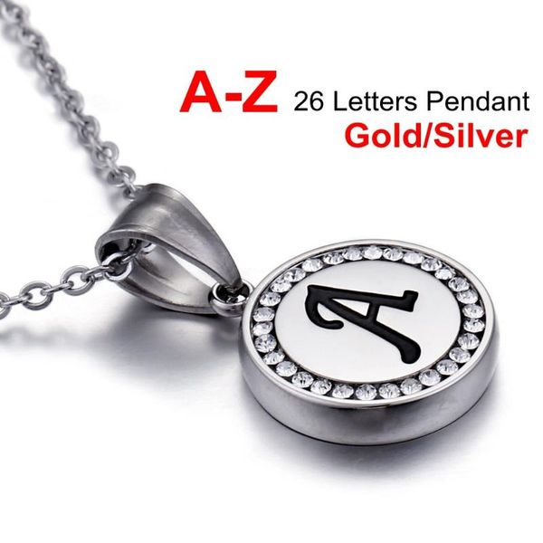 pendant necklaces round zircon 26 letters necklace for women gold friends family jewelry gift, Silver
pendant necklaces round zircon 26 letters necklace for women gold friends family jewelry gift, Silver