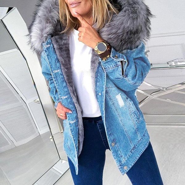 winter women long sleeve faux fur hood plush jacket ripped buttons denim coat women's jackets, Black;brown
winter women long sleeve faux fur hood plush jacket ripped buttons denim coat women's jackets, Black;brown