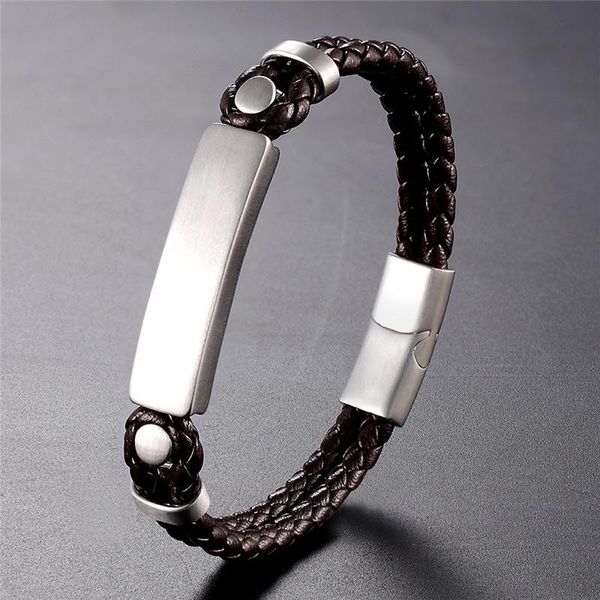 classic stainless steel bracelet men jewelry brown weave leather magnetic clasp male bangles women exquisite gift link, chain, Black
classic stainless steel bracelet men jewelry brown weave leather magnetic clasp male bangles women exquisite gift link, chain, Black