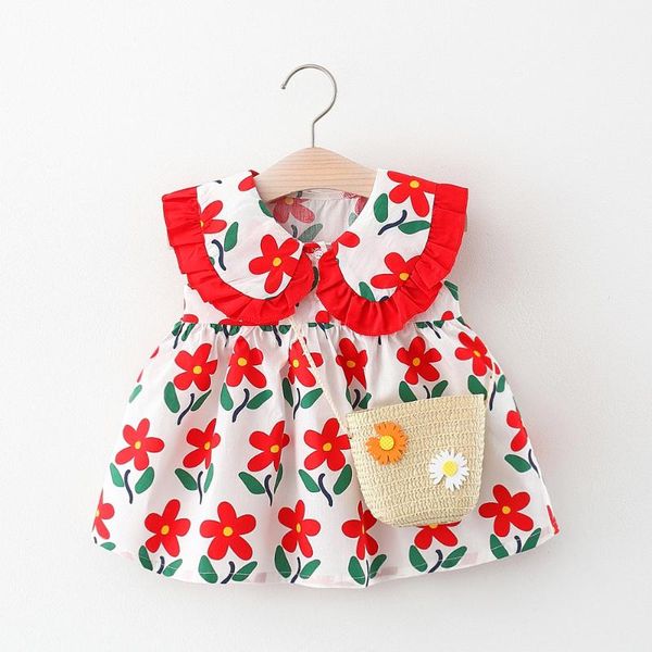 girl's dresses toddler girls summer big flower printed dress with bags 2021 baby children's wear baptism clothes, Red;yellow
girl's dresses toddler girls summer big flower printed dress with bags 2021 baby children's wear baptism clothes, Red;yellow