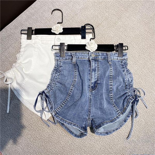 women's shorts white woman 2021 summer korean fashion all-matching double drawstring high waist wash jean short femme, White;black
women's shorts white woman 2021 summer korean fashion all-matching double drawstring high waist wash jean short femme, White;black