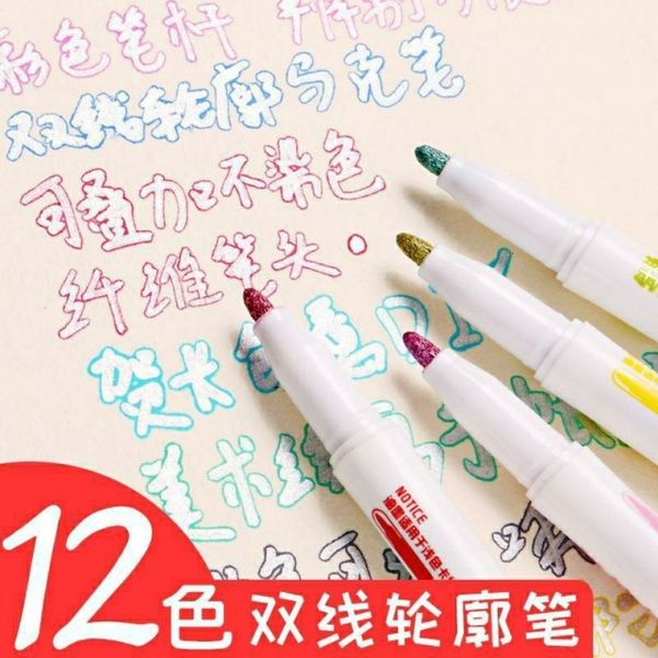painting pens double line outline marker orcent pen two color creative hollow sier fairy hand account, Black;red
painting pens double line outline marker orcent pen two color creative hollow sier fairy hand account, Black;red