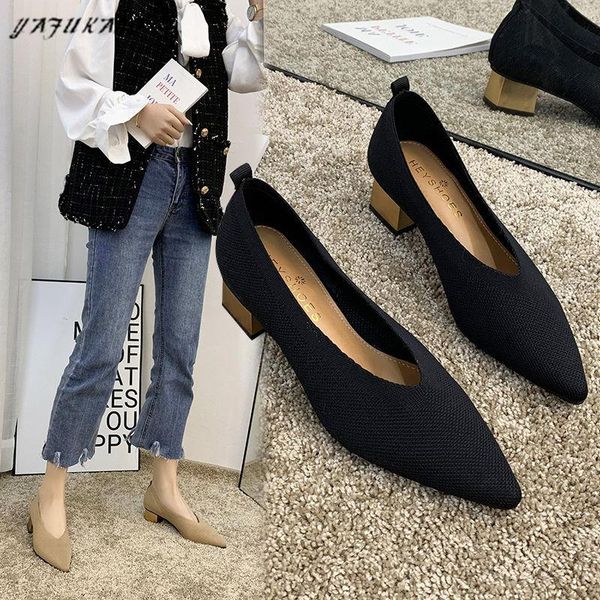 cm women knit fabric pumps fashion v mouth stretchy med square gold heels pointy toe slip on office shoes autumn dress, Black
cm women knit fabric pumps fashion v mouth stretchy med square gold heels pointy toe slip on office shoes autumn dress, Black