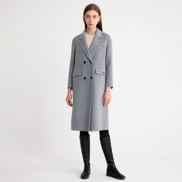 women's wool & blends rongtai double faced cashmere coat 2021 autumn winter fine count merino medium length, Black
women's wool & blends rongtai double faced cashmere coat 2021 autumn winter fine count merino medium length, Black