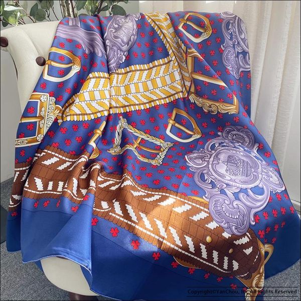 scarves large womens 100% mulberry-silk scarf hand rolled edges retro square designer wrap foulard en soie 140, Blue;gray
scarves large womens 100% mulberry-silk scarf hand rolled edges retro square designer wrap foulard en soie 140, Blue;gray