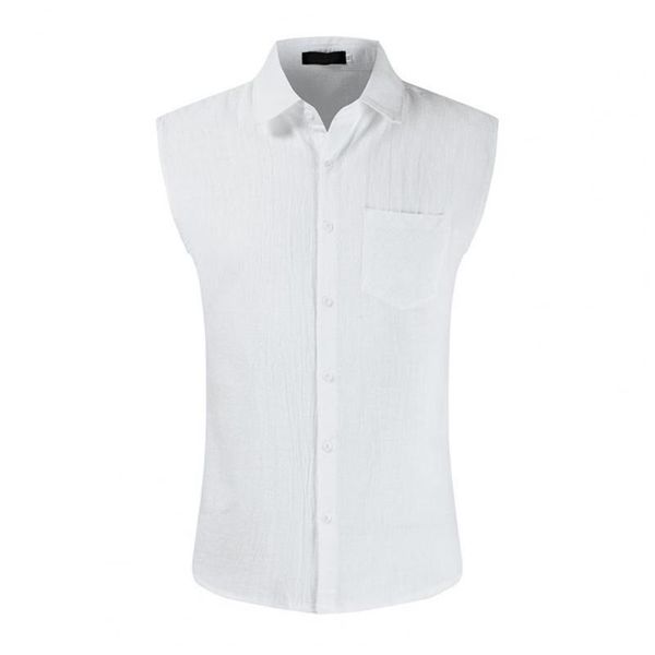 men's casual shirts men shirt single-breasted solid color summer sleeveless lapel blouse streetwear camisas de hombre, White;black
men's casual shirts men shirt single-breasted solid color summer sleeveless lapel blouse streetwear camisas de hombre, White;black