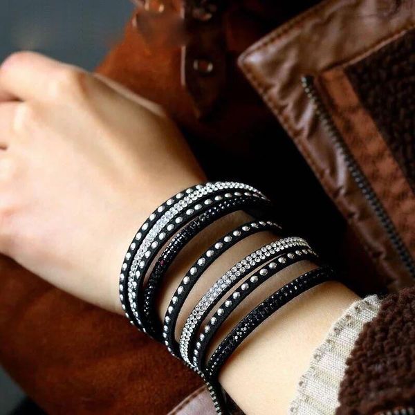 link, chain pulsera hombre ethnic vintage multilayer leather bracelet for women men handmade snap button crystal charm wrap femme, Black
link, chain pulsera hombre ethnic vintage multilayer leather bracelet for women men handmade snap button crystal charm wrap femme, Black
