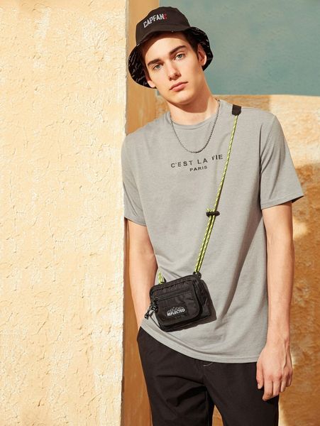 men slogan graphic tee c1q1#, White;black