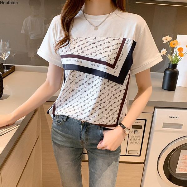 women's t-shirt print t-shirts o-neck tees fashion plus size casual short sleeve tshirt loose cotton lady t shirt 20085, White
women's t-shirt print t-shirts o-neck tees fashion plus size casual short sleeve tshirt loose cotton lady t shirt 20085, White