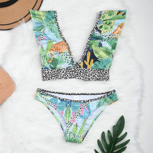 splicing ruffled bikini female swimsuit women swimwear two-pieces bikini set floral print leopard bather bathing suit swim k2923
splicing ruffled bikini female swimsuit women swimwear two-pieces bikini set floral print leopard bather bathing suit swim k2923
