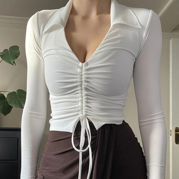 women's swimwear fashion fall 2021 women clothing crop lace-up shirring v-neck t-shirt fairy grunge lounge streetwear y2k clothes whole, White;black
women's swimwear fashion fall 2021 women clothing crop lace-up shirring v-neck t-shirt fairy grunge lounge streetwear y2k clothes whole, White;black