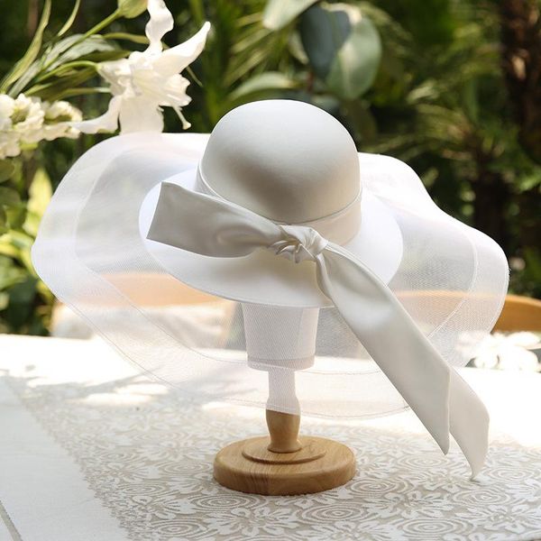 stingy brim hats vintage women elegant bucket hat white satin bowknot ribbon fedora high end prom banquet evening party ladies beret, Blue;gray
stingy brim hats vintage women elegant bucket hat white satin bowknot ribbon fedora high end prom banquet evening party ladies beret, Blue;gray