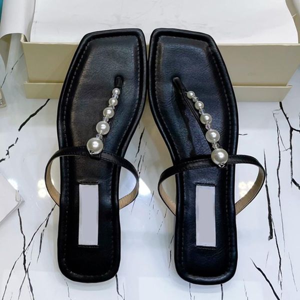 slippers 2021 summer women square toe flip-flops flats sandals pearl decoration genuine leather brand designer, Black
slippers 2021 summer women square toe flip-flops flats sandals pearl decoration genuine leather brand designer, Black