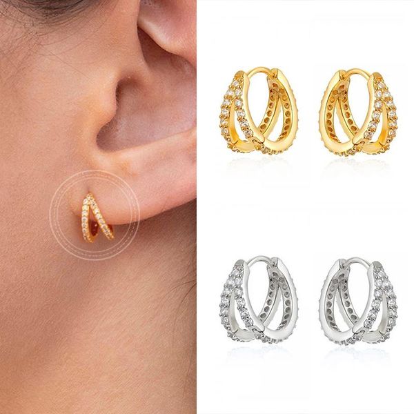 hoop & huggie 925 sterling silver double layer earrings for women gold color crystal cz fashion daily jewelry, Golden;silver
hoop & huggie 925 sterling silver double layer earrings for women gold color crystal cz fashion daily jewelry, Golden;silver